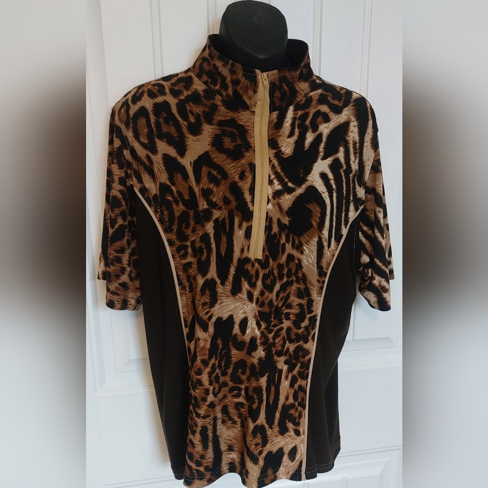 Leopard Print Half-Zip Top